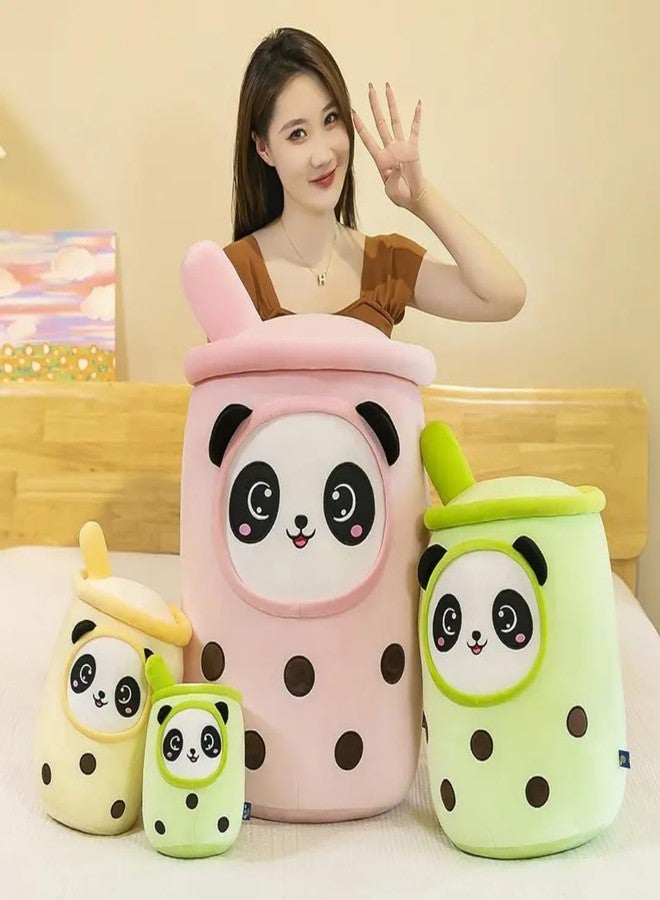 TechMax Solution Cute Panda Boba Tea Plush Stuffed Bubble Tea Plushie Cartoon Soft Strawberry Milk Tea Cup Panda Pillow Home Hugging Gift for Kids Smile Eyes (19.7 INCH, Green-Panda Boba) - Image 5